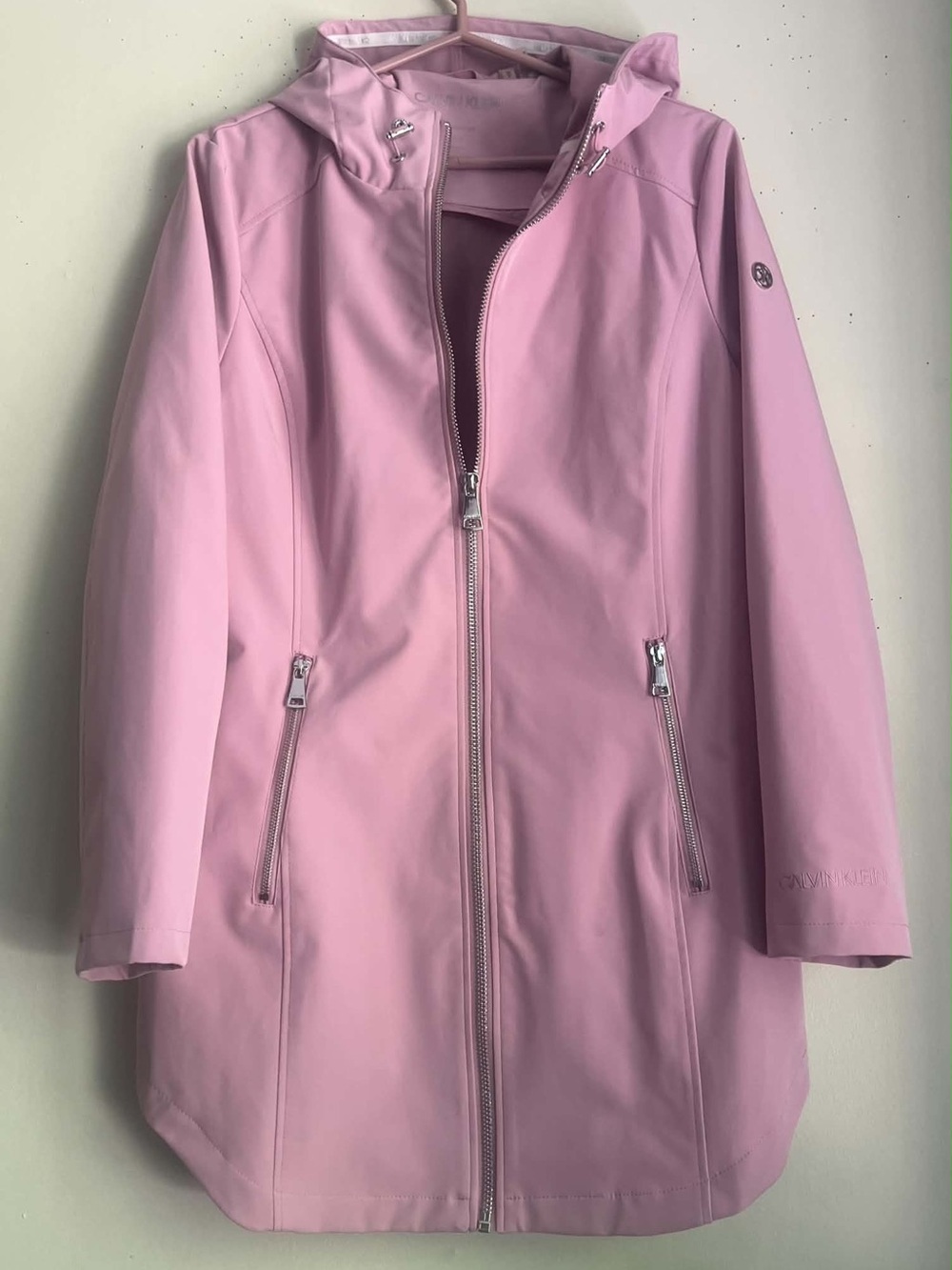 Calvin Klein Light Pink Hooded Trench Coat